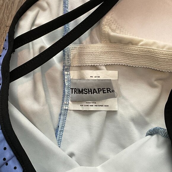 Trimshaper Swimsuit One Piece Purple Black‎ Polka Dot Bathing Suit Size 12 - Picture 6 of 7